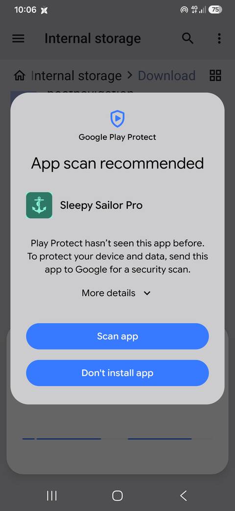 Google Play Protect app scan recommended dialog
